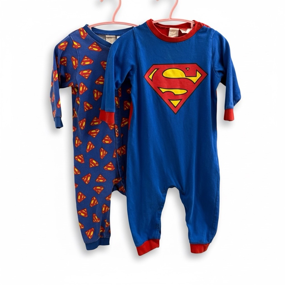 H&M | Superman Blue and Red Baby Footless One Piece Set Bundle